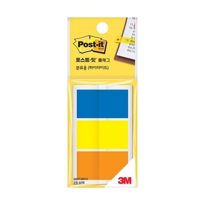 포스트잇 플래그 분류용 하이라이트(3색) 680T-3BYO(44mmx25mm)