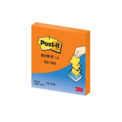포스트잇 노트 팝업리필용+강한점착용 KR330 오렌지