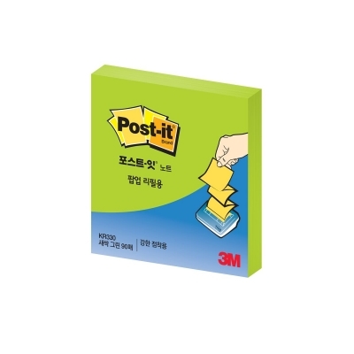 포스트잇 노트 팝업리필용+강한점착용 KR330 새싹그린