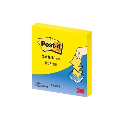 포스트잇 노트 팝업리필용+강한점착용 SSN KR330 그리움노랑