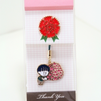 LOVE YOU green ribbon+strap 카네이션 브로치