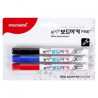 화이트 보드마카-파인 흑청적 혼합 3개입 세트