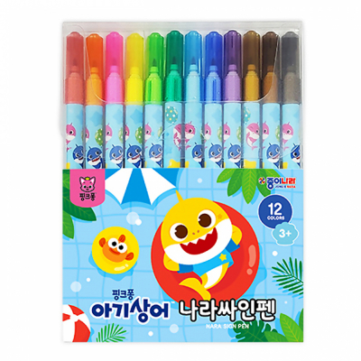 핑크퐁 아기상어 나라싸인펜 12색