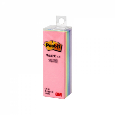 포스트잇 노트 큐브 (파스텔) CT-31 25X76mm 5색 225매