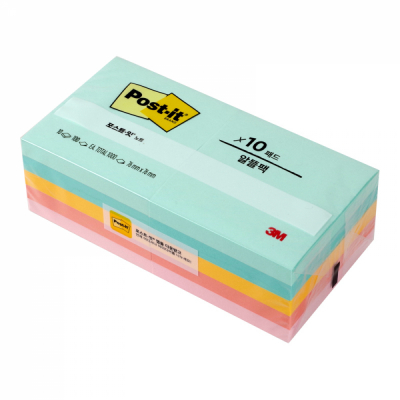 포스트잇 노트 알뜰팩 (비치사이드 카페) 654-10AP 76X76mm 100매 10패드