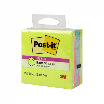 포스트잇 노트 큐브 강한 점착용 (파이 그린) 2027-SSGFA 76X76mm 360매