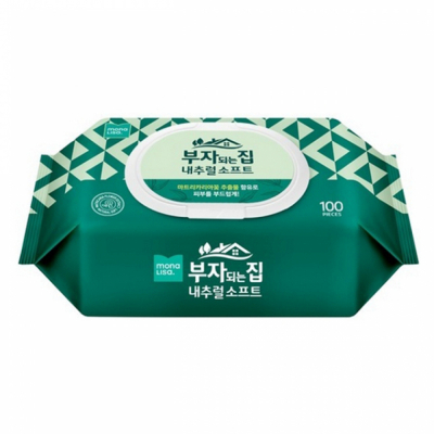 모나리자 부자되는집 내추럴 소프트 물티슈 캡형 100매