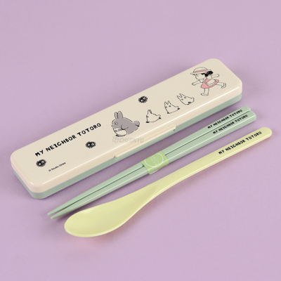 토토로 행진 소음방지 수저 콤비 세트 18cm