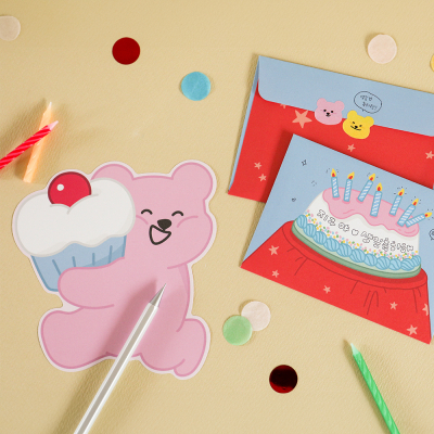 젤리 베어 모양 편지지 - 01 Birthday