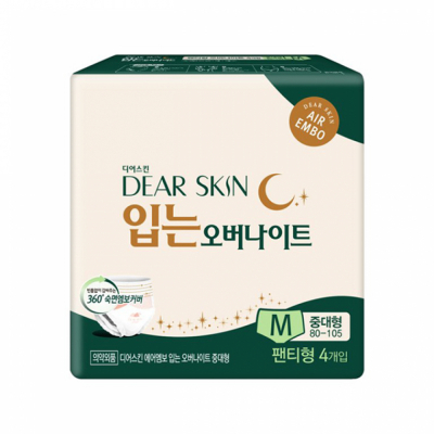 디어스킨 에어엠보 입는 오버나이트 뉴 중대형 M 팬티형 8개입 생리대