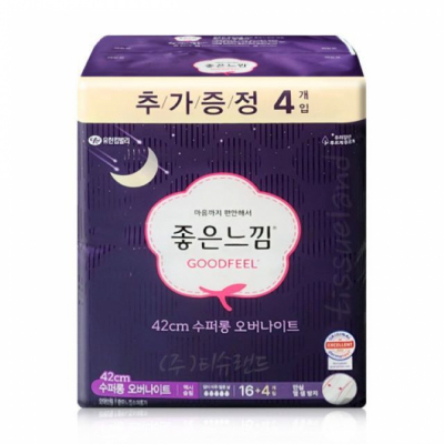 좋은느낌 42cm 수퍼롱 오버나이트 (16+4) 20개입 생리대
