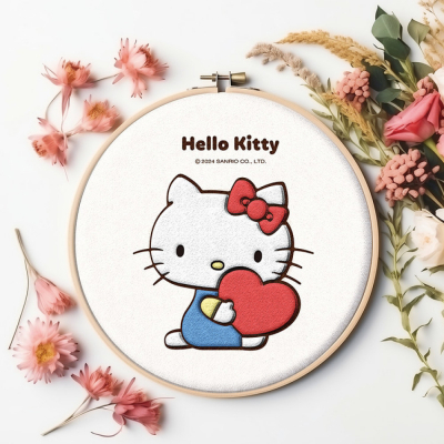 산리오캐릭터즈 헬로키티 하트쿠션(펀치펠트) DIY 세트