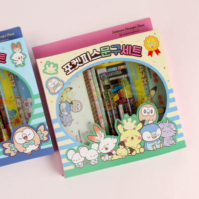 포켓몬스터 포켓피스 문구세트 (필통 + 연필 + 카트리지 + 자 + 형광펜 + 지우개 + 노트 + 캐시북)