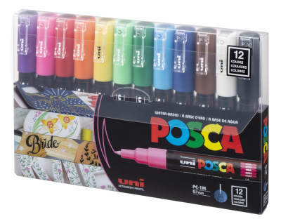 유니 포스카 수성 마카펜 PC-1M 12색 세트