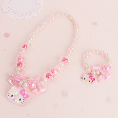 헬로키티 리본 스팽글 목걸이+팔찌