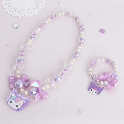 쿠로미 리본 스팽글 목걸이+팔찌