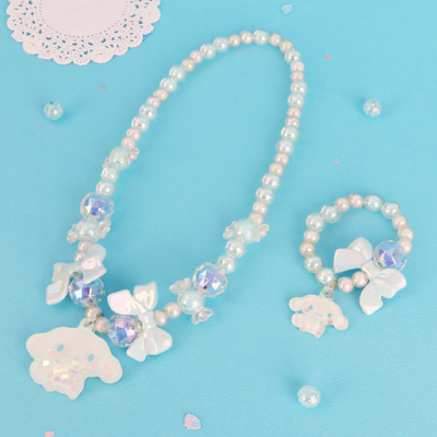 시나모롤 리본 스팽글 목걸이+팔찌