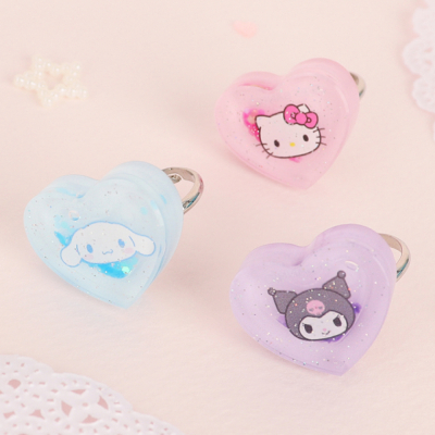 산리오 스팽글 하트 반지